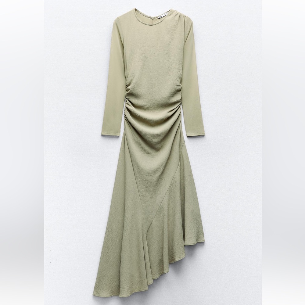 ZARA DRAPED MIDI DRESS - Picture 1 of 3